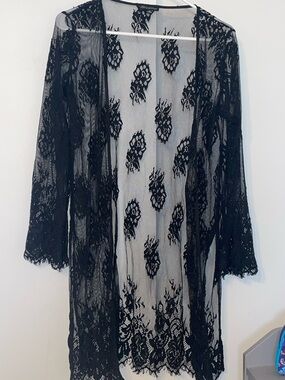 Shinestar Black Floral Lace Mesh Overlay
